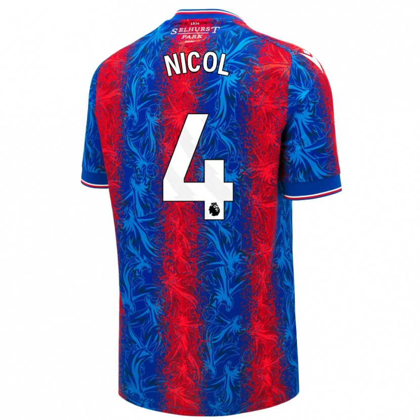 Danxen Uomo Maglia Leigh Nicol #4 Strisce Rosso Blu Kit Gara Home 2024/25 Maglietta