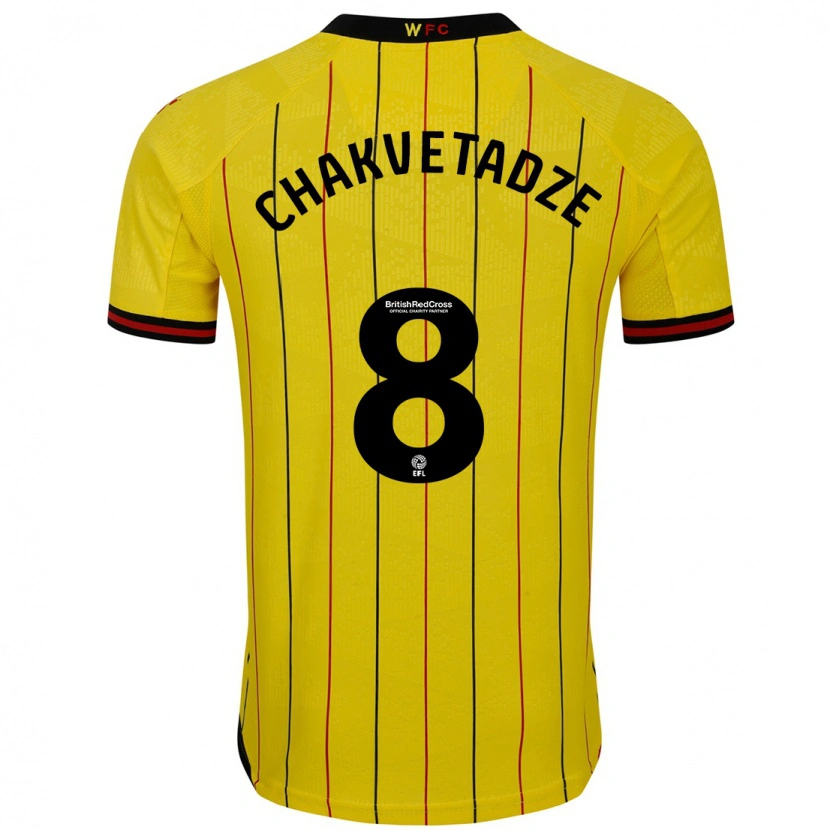 Danxen Uomo Maglia Giorgi Chakvetadze #8 Giallo Nero Kit Gara Home 2024/25 Maglietta