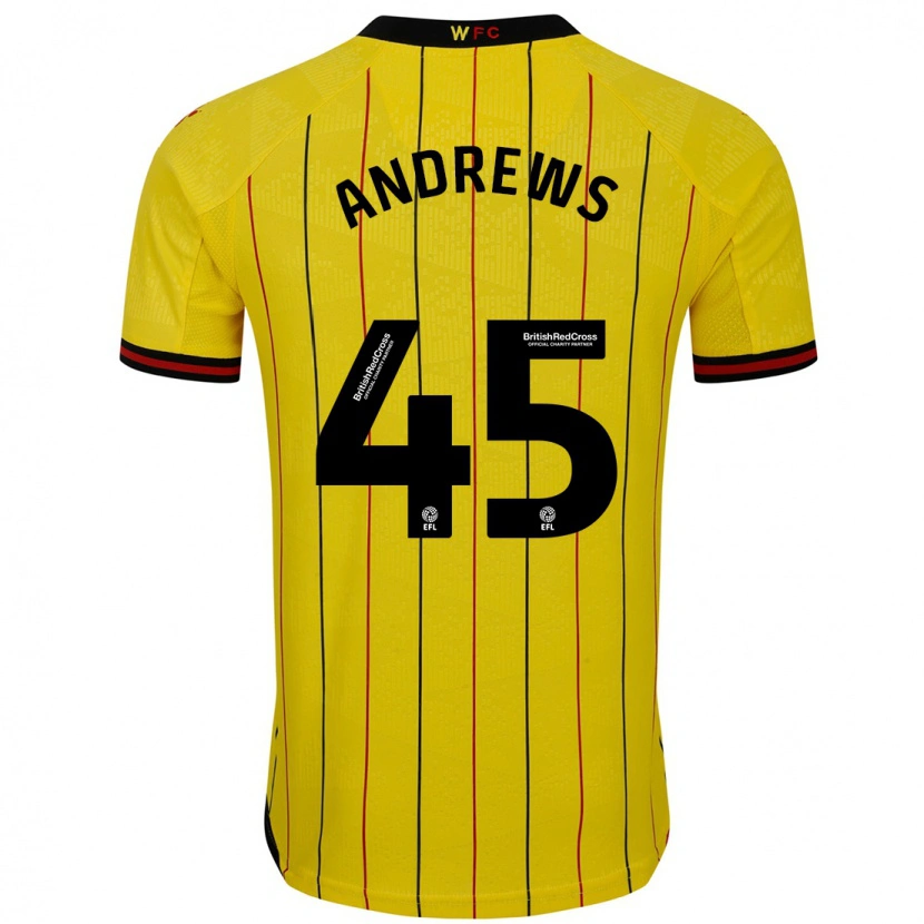Danxen Uomo Maglia Ryan Andrews #45 Giallo Nero Kit Gara Home 2024/25 Maglietta