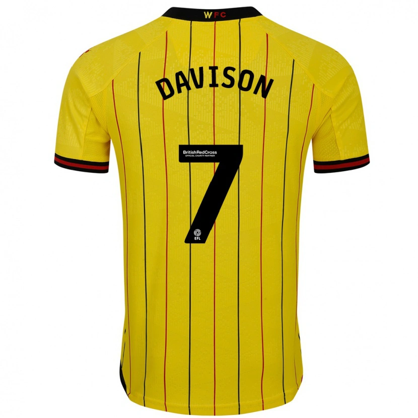 Danxen Uomo Maglia Gemma Davison #7 Giallo Nero Kit Gara Home 2024/25 Maglietta