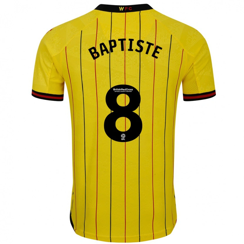 Danxen Uomo Maglia Bianca Baptiste #8 Giallo Nero Kit Gara Home 2024/25 Maglietta