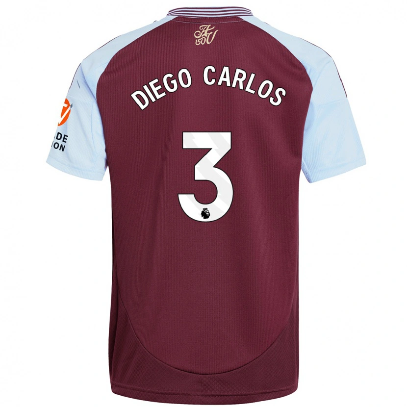 Danxen Uomo Maglia Diego Carlos #3 Borgogna Azzurro Kit Gara Home 2024/25 Maglietta