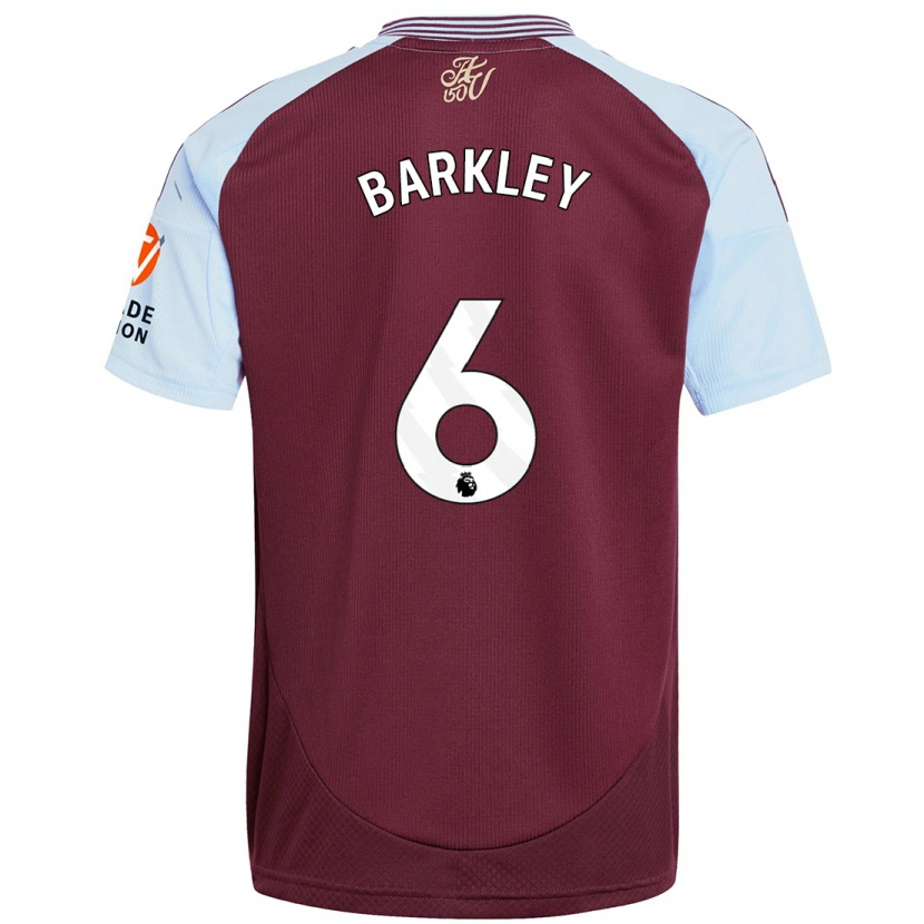 Danxen Uomo Maglia Ross Barkley #6 Borgogna Azzurro Kit Gara Home 2024/25 Maglietta
