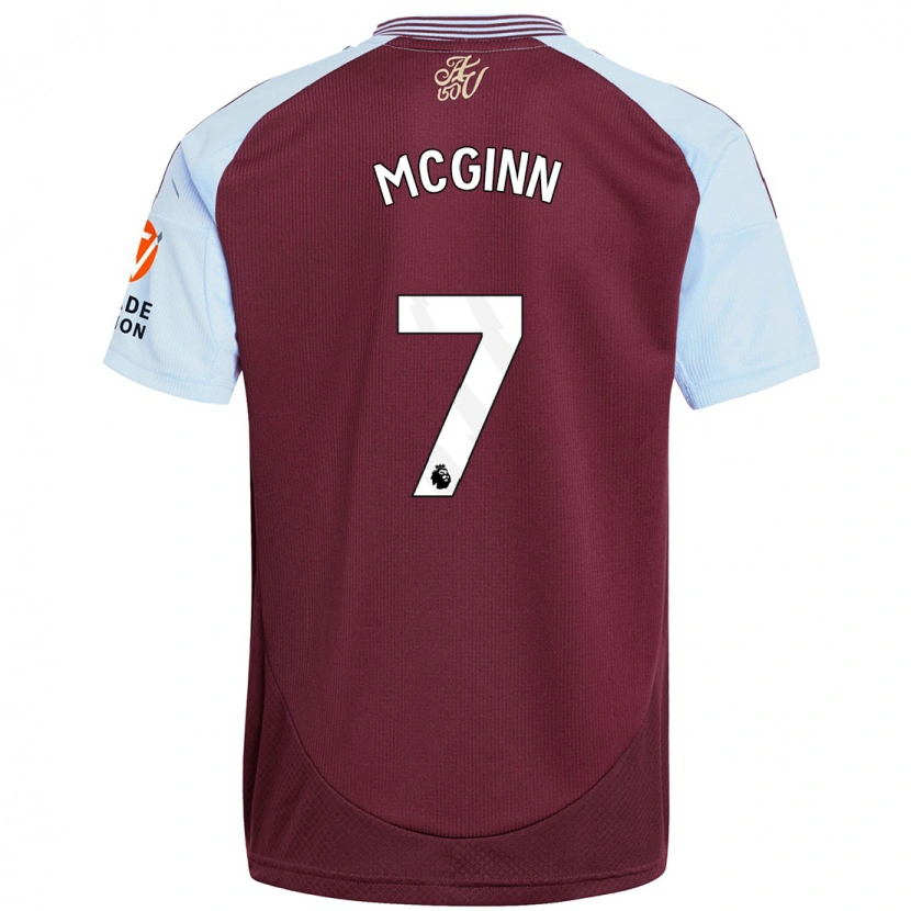 Danxen Uomo Maglia John Mcginn #7 Borgogna Azzurro Kit Gara Home 2024/25 Maglietta