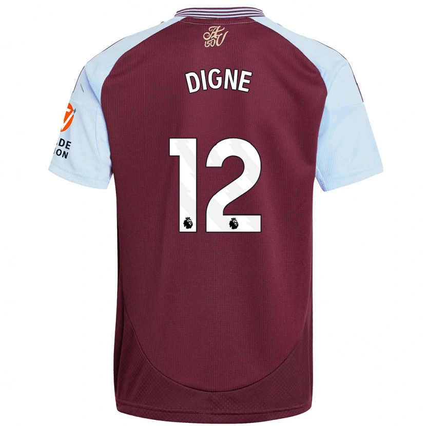 Danxen Uomo Maglia Lucas Digne #12 Borgogna Azzurro Kit Gara Home 2024/25 Maglietta