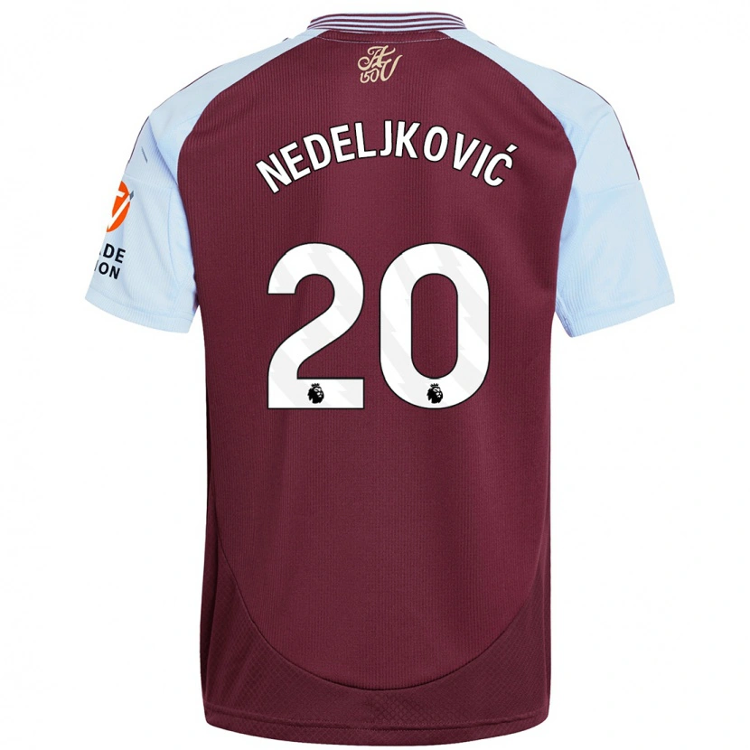 Danxen Uomo Maglia Kosta Nedeljkovic #20 Borgogna Azzurro Kit Gara Home 2024/25 Maglietta