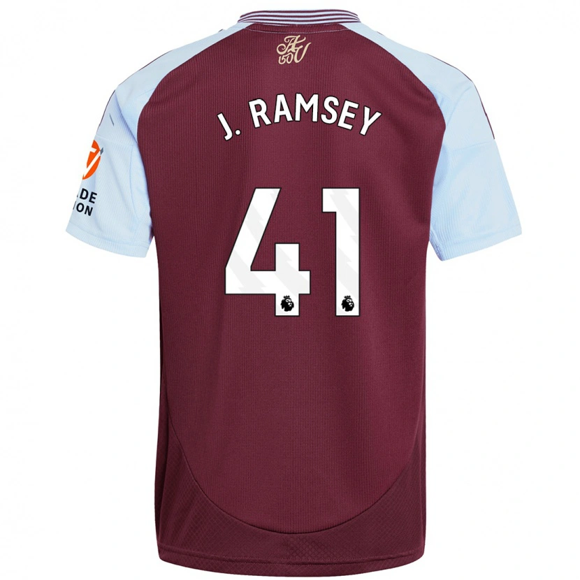 Danxen Uomo Maglia Jacob Ramsey #41 Borgogna Azzurro Kit Gara Home 2024/25 Maglietta