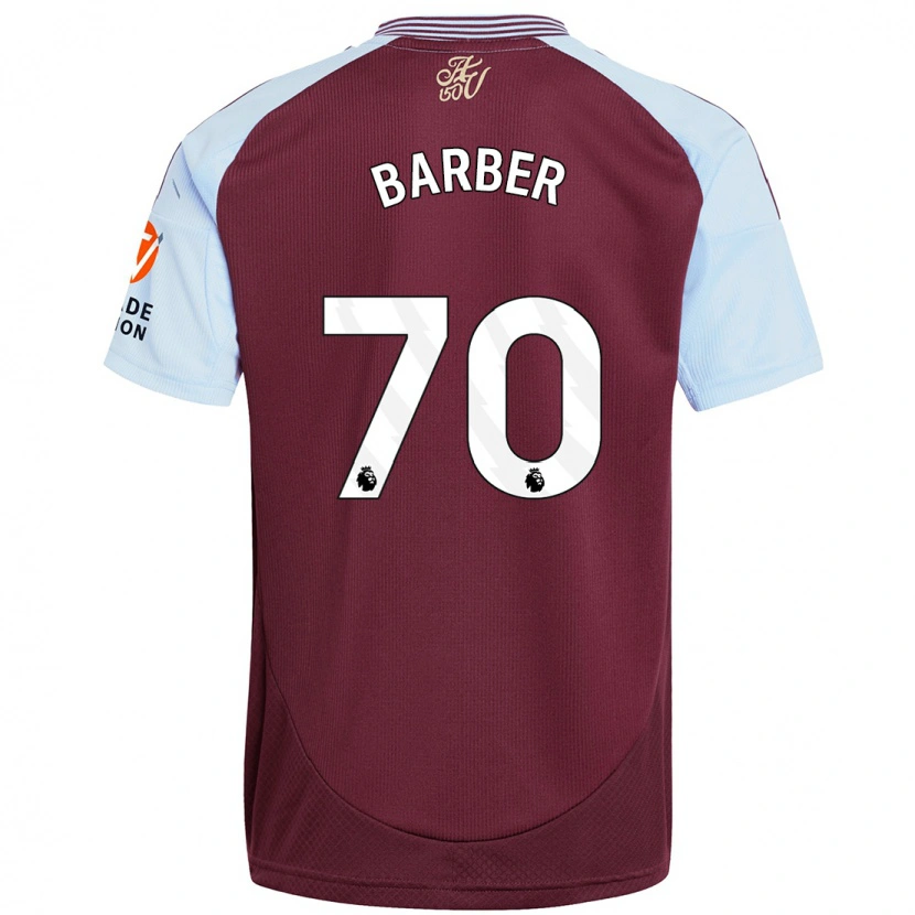 Danxen Uomo Maglia Jayden Barber #70 Borgogna Azzurro Kit Gara Home 2024/25 Maglietta