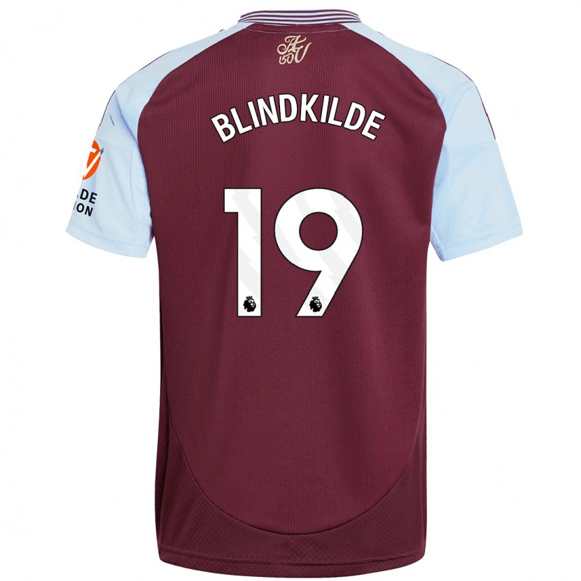 Danxen Uomo Maglia Laura Blindkilde #19 Borgogna Azzurro Kit Gara Home 2024/25 Maglietta