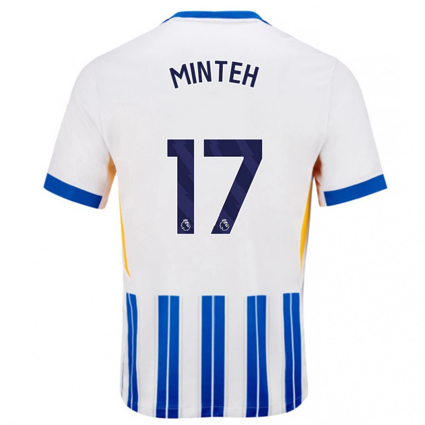 Danxen Uomo Maglia Yankuba Minteh #17 Bianco Blu A Righe Kit Gara Home 2024/25 Maglietta