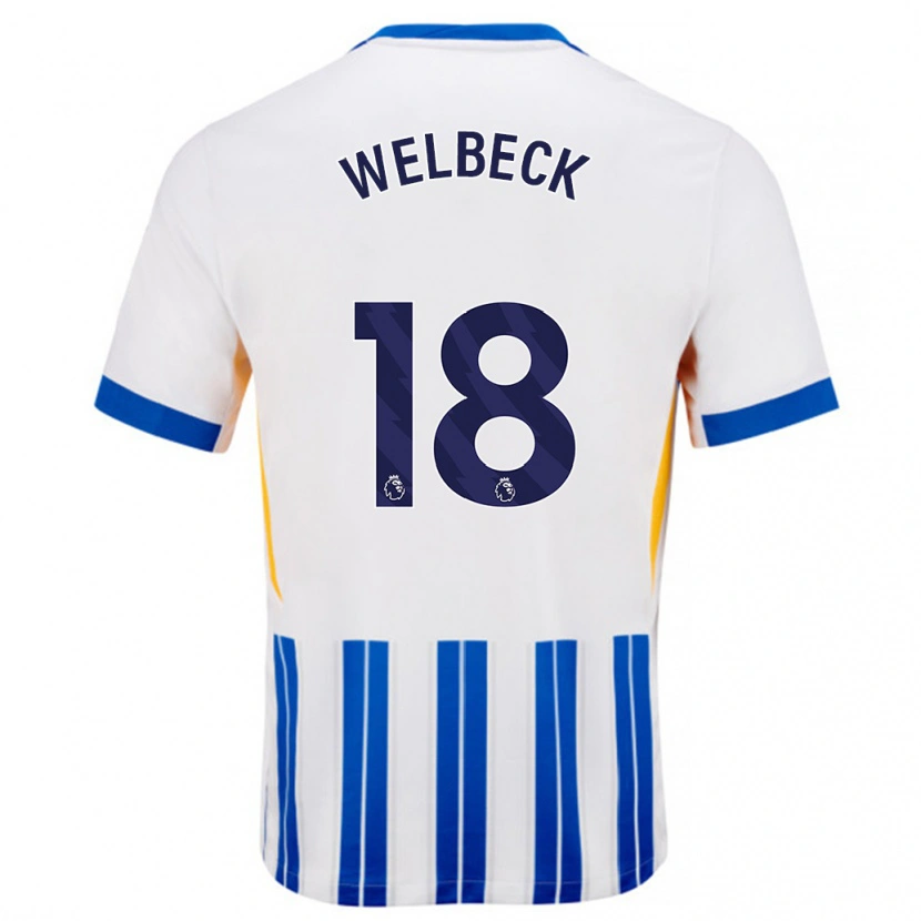 Danxen Uomo Maglia Danny Welbeck #18 Bianco Blu A Righe Kit Gara Home 2024/25 Maglietta