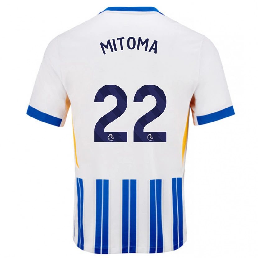 Danxen Uomo Maglia Kaoru Mitoma #22 Bianco Blu A Righe Kit Gara Home 2024/25 Maglietta
