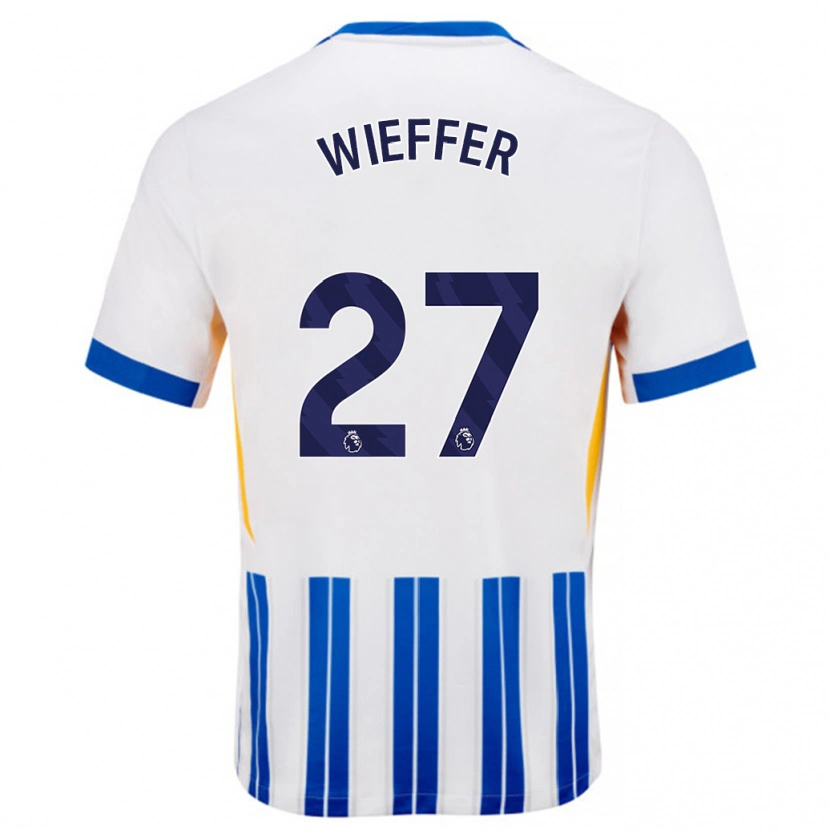 Danxen Uomo Maglia Mats Wieffer #27 Bianco Blu A Righe Kit Gara Home 2024/25 Maglietta