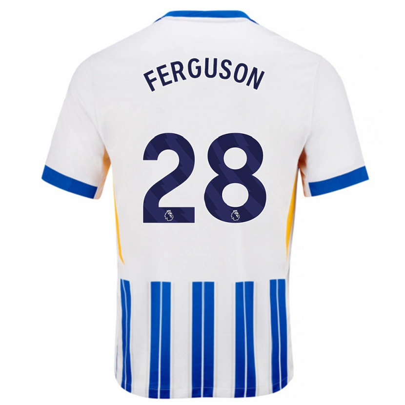 Danxen Uomo Maglia Evan Ferguson #28 Bianco Blu A Righe Kit Gara Home 2024/25 Maglietta