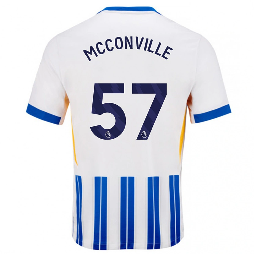 Danxen Uomo Maglia Ruairi Mcconville #57 Bianco Blu A Righe Kit Gara Home 2024/25 Maglietta