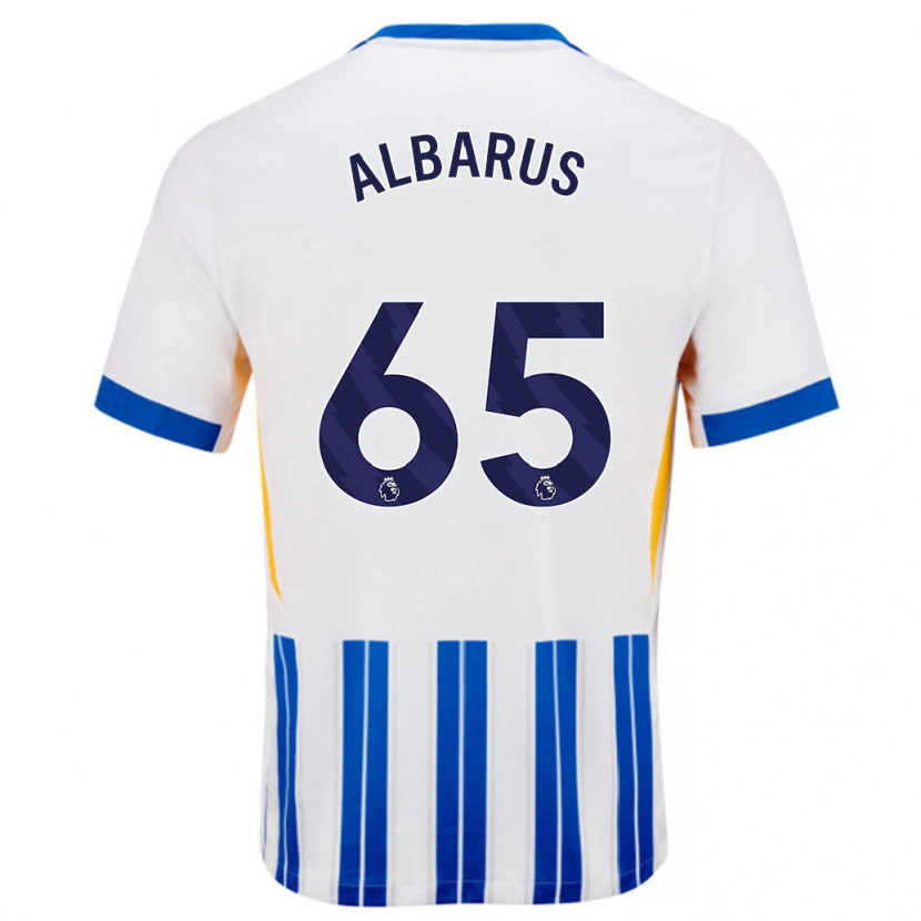 Danxen Uomo Maglia Zane Albarus #65 Bianco Blu A Righe Kit Gara Home 2024/25 Maglietta