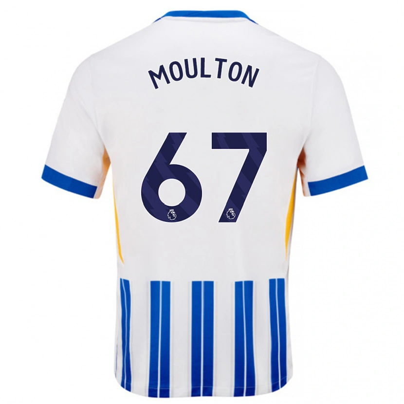 Danxen Uomo Maglia Remiero Moulton #67 Bianco Blu A Righe Kit Gara Home 2024/25 Maglietta