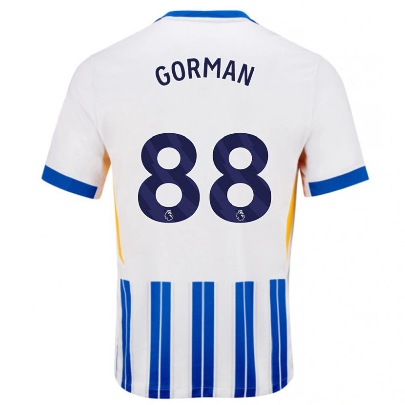 Danxen Uomo Maglia Ronnie Gorman #88 Bianco Blu A Righe Kit Gara Home 2024/25 Maglietta