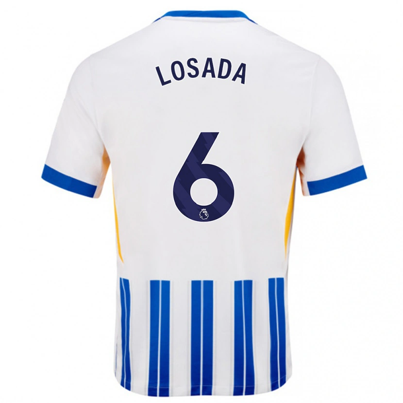 Danxen Uomo Maglia Vicky Losada #6 Bianco Blu A Righe Kit Gara Home 2024/25 Maglietta
