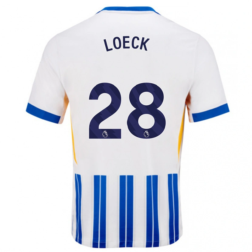 Danxen Uomo Maglia Melina Loeck #28 Bianco Blu A Righe Kit Gara Home 2024/25 Maglietta