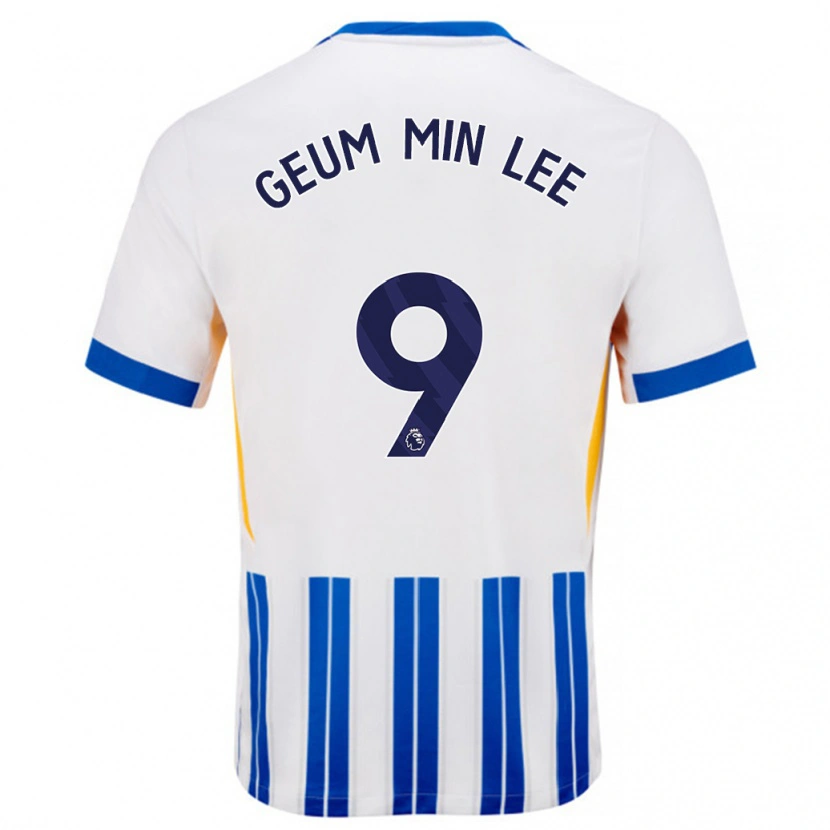 Danxen Uomo Maglia Lee Geum-Min #9 Bianco Blu A Righe Kit Gara Home 2024/25 Maglietta