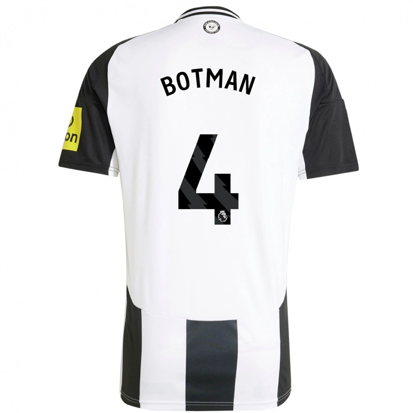Danxen Uomo Maglia Sven Botman #4 Bianco Nero Kit Gara Home 2024/25 Maglietta