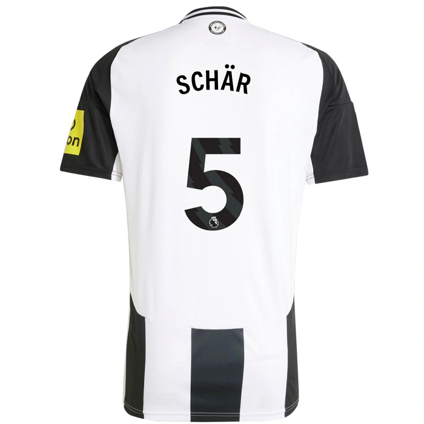 Danxen Uomo Maglia Fabian Schär #5 Bianco Nero Kit Gara Home 2024/25 Maglietta