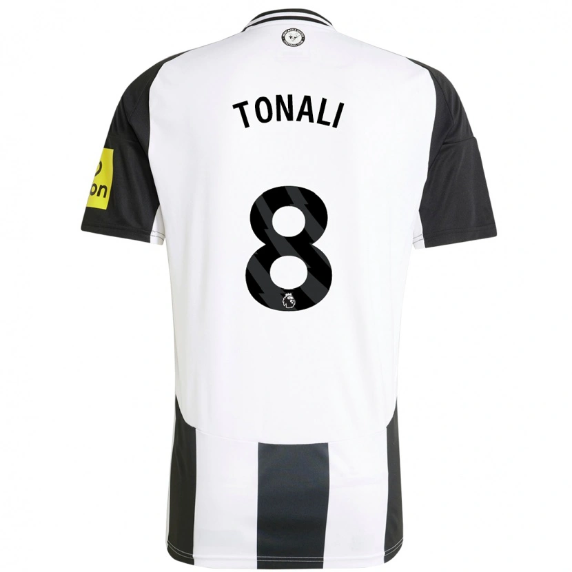 Danxen Uomo Maglia Sandro Tonali #8 Bianco Nero Kit Gara Home 2024/25 Maglietta