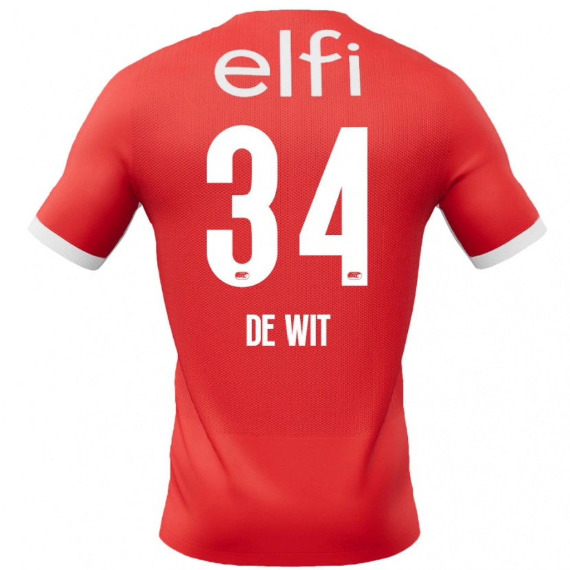 Danxen Uomo Maglia Mees De Wit #34 Rosso Bianco Kit Gara Home 2024/25 Maglietta