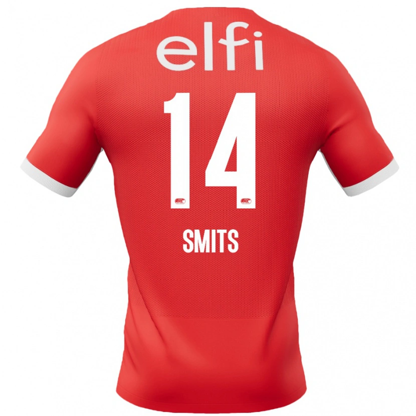 Danxen Uomo Maglia Anthony Smits #14 Rosso Bianco Kit Gara Home 2024/25 Maglietta