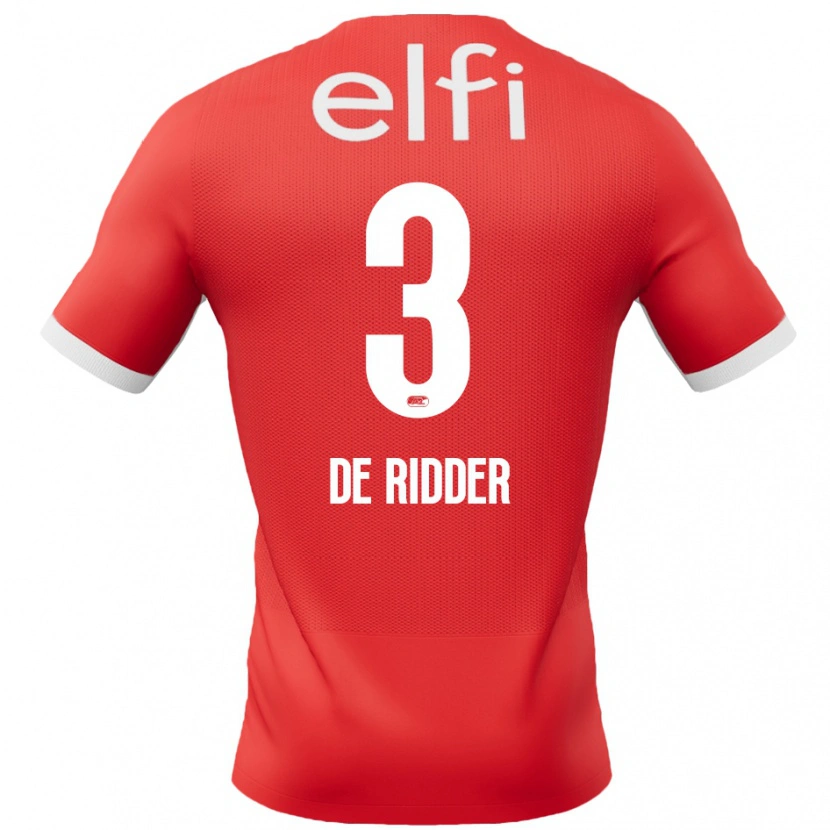 Danxen Uomo Maglia Djoeke De Ridder #3 Rosso Bianco Kit Gara Home 2024/25 Maglietta