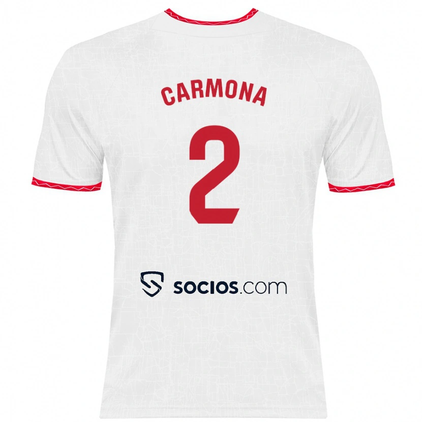 Danxen Uomo Maglia José Ángel Carmona #2 Bianco Rosso Kit Gara Home 2024/25 Maglietta
