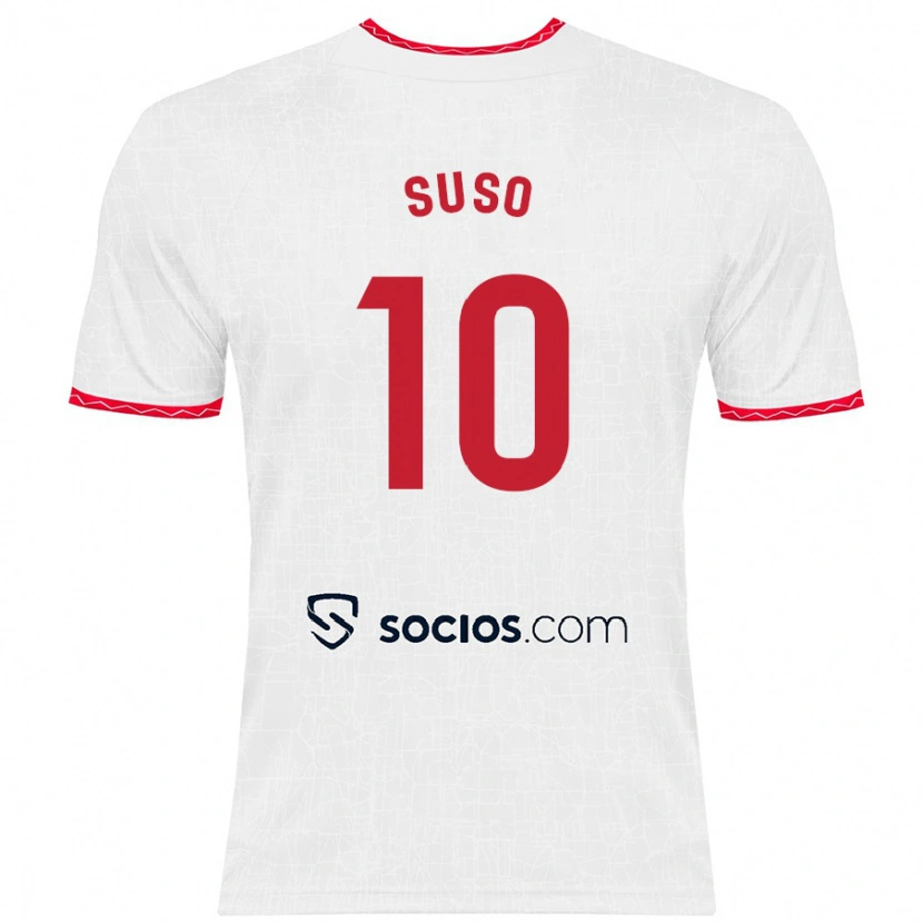 Danxen Uomo Maglia Suso #10 Bianco Rosso Kit Gara Home 2024/25 Maglietta