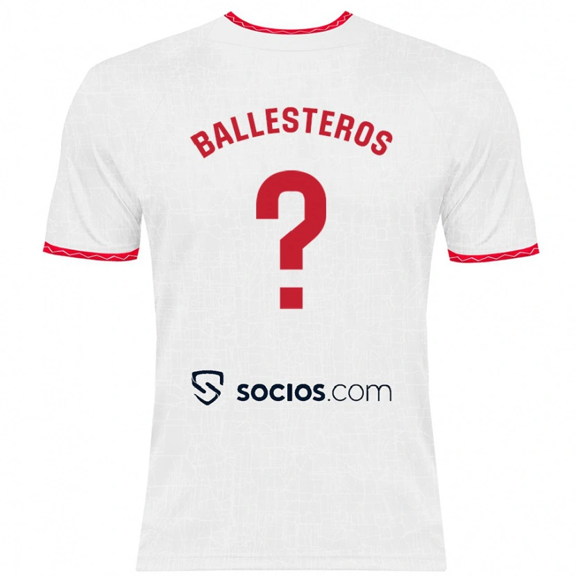Danxen Uomo Maglia Gonzalo Ballesteros #0 Bianco Rosso Kit Gara Home 2024/25 Maglietta
