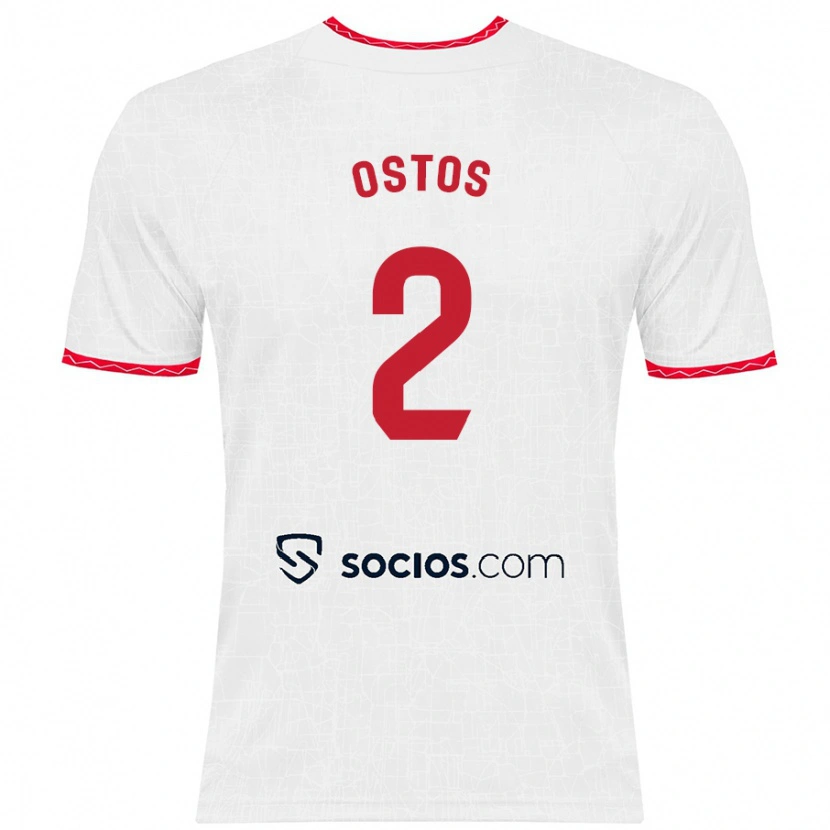 Danxen Uomo Maglia Fran Ostos #2 Bianco Rosso Kit Gara Home 2024/25 Maglietta
