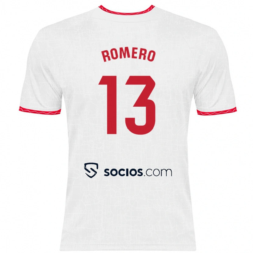 Danxen Uomo Maglia Rafael Romero #13 Bianco Rosso Kit Gara Home 2024/25 Maglietta