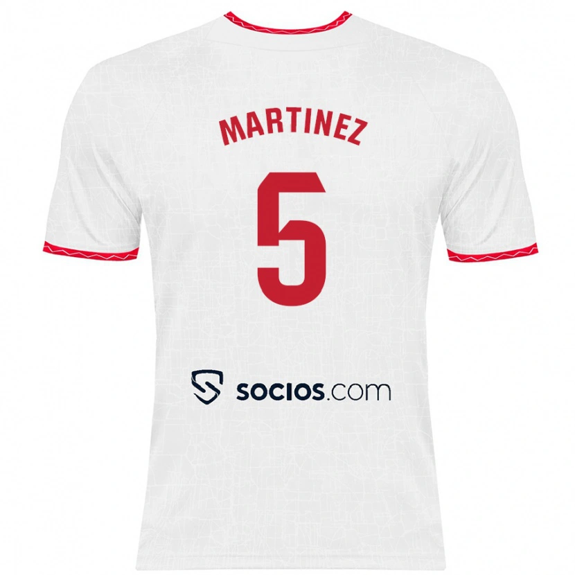 Danxen Uomo Maglia Sergio Martínez #5 Bianco Rosso Kit Gara Home 2024/25 Maglietta