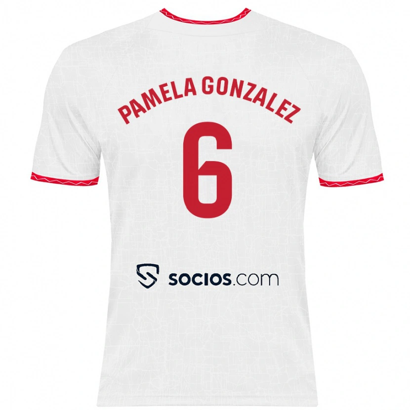 Danxen Uomo Maglia Cinthia Pamela González Medina #6 Bianco Rosso Kit Gara Home 2024/25 Maglietta