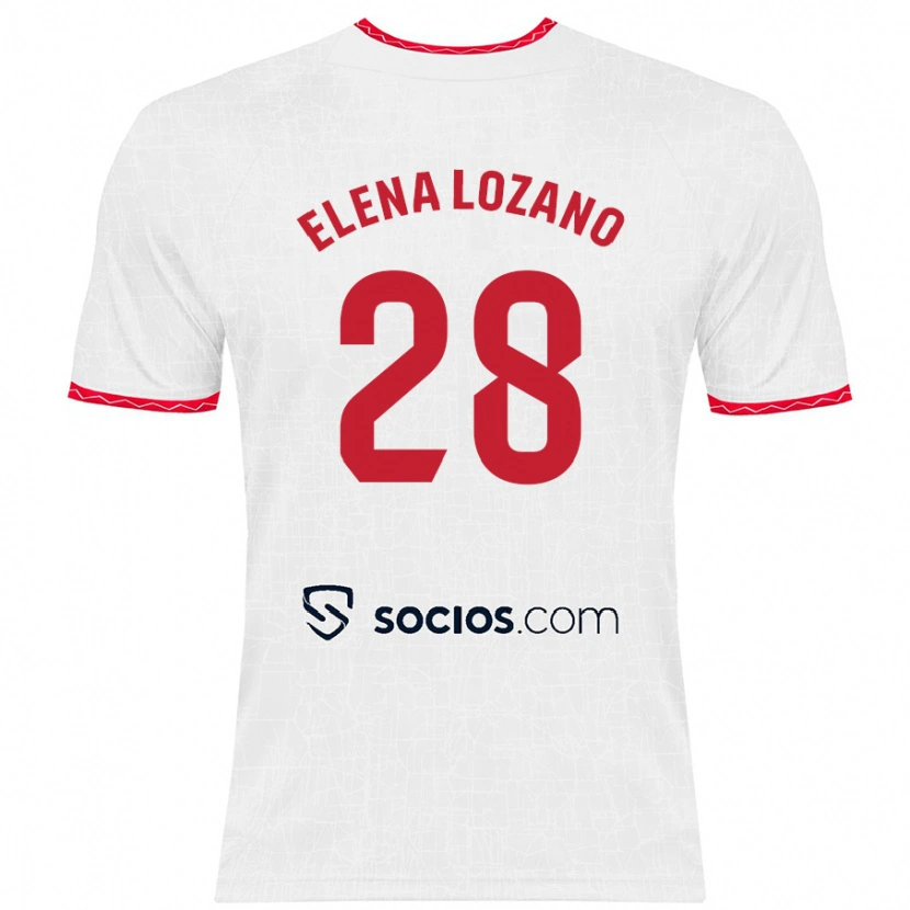 Danxen Uomo Maglia Elena Lozano Gallego #28 Bianco Rosso Kit Gara Home 2024/25 Maglietta