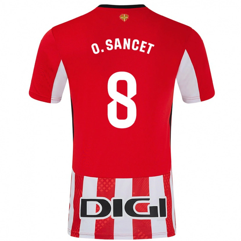 Danxen Uomo Maglia Oihan Sancet #8 Rosso Bianco Kit Gara Home 2024/25 Maglietta