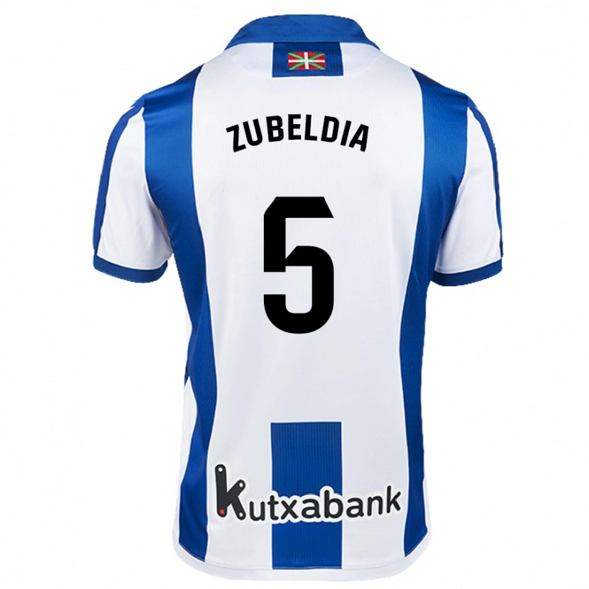 Danxen Uomo Maglia Igor Zubeldia #5 Bianco Blu Kit Gara Home 2024/25 Maglietta