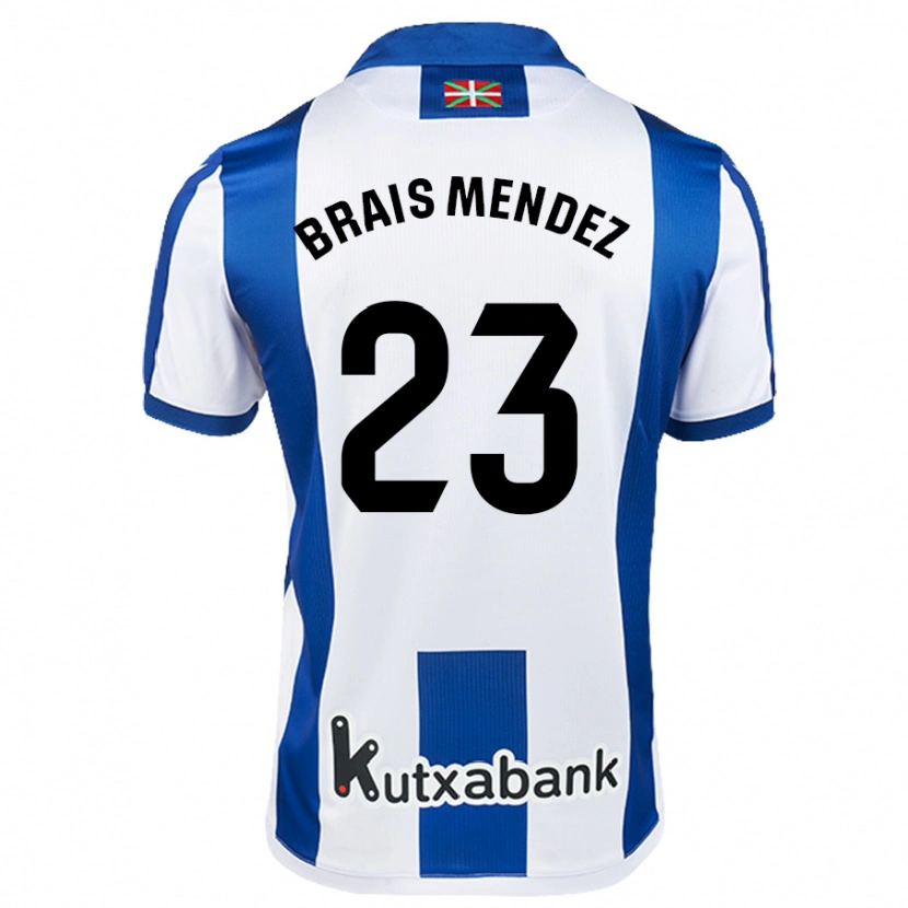 Danxen Uomo Maglia Brais Méndez #23 Bianco Blu Kit Gara Home 2024/25 Maglietta