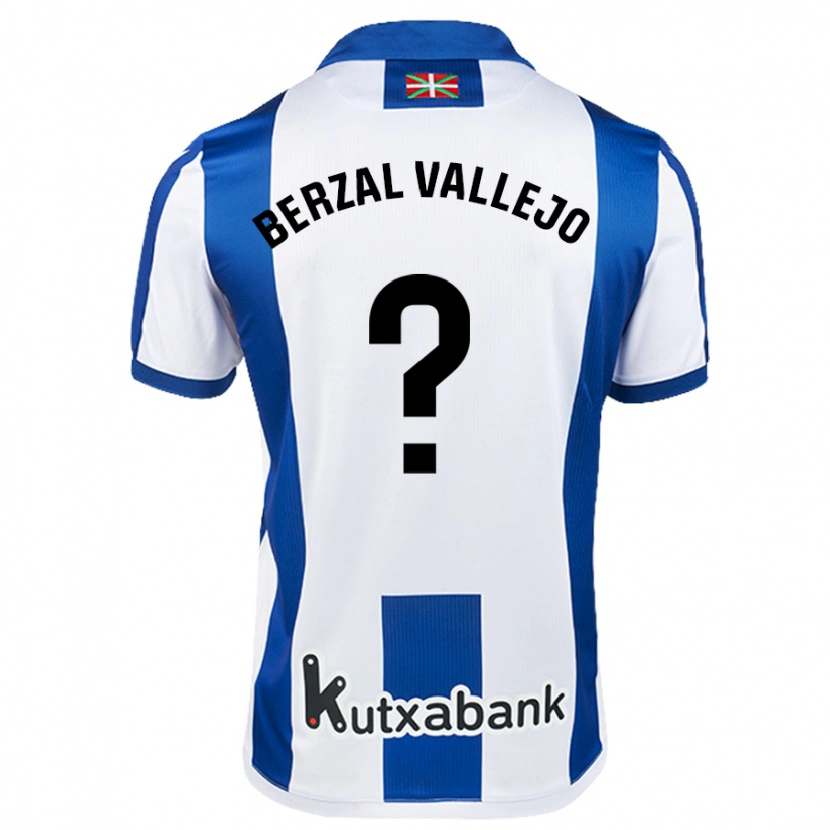 Danxen Uomo Maglia Asier Berzal #0 Bianco Blu Kit Gara Home 2024/25 Maglietta