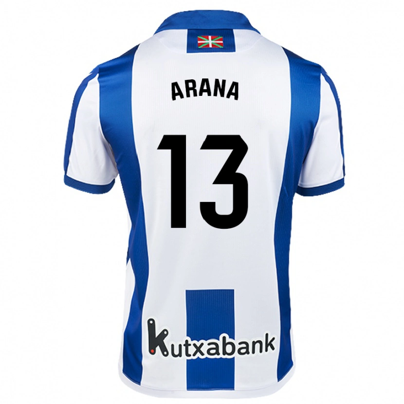 Danxen Uomo Maglia Egoitz Arana #13 Bianco Blu Kit Gara Home 2024/25 Maglietta