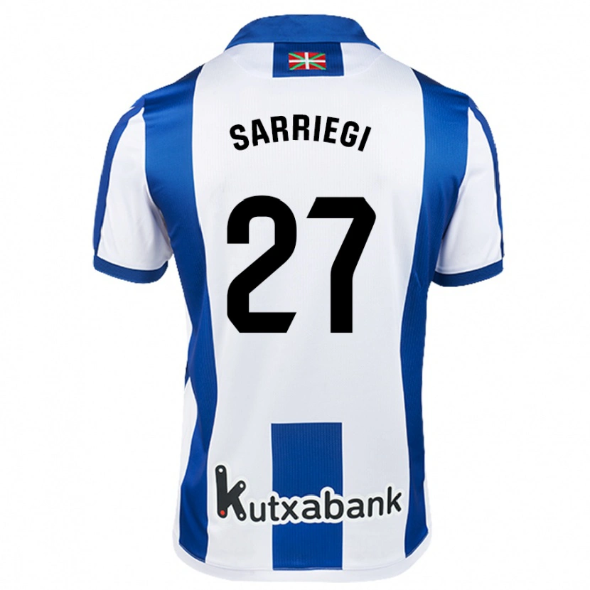 Danxen Uomo Maglia Nora Sarriegi #27 Bianco Blu Kit Gara Home 2024/25 Maglietta
