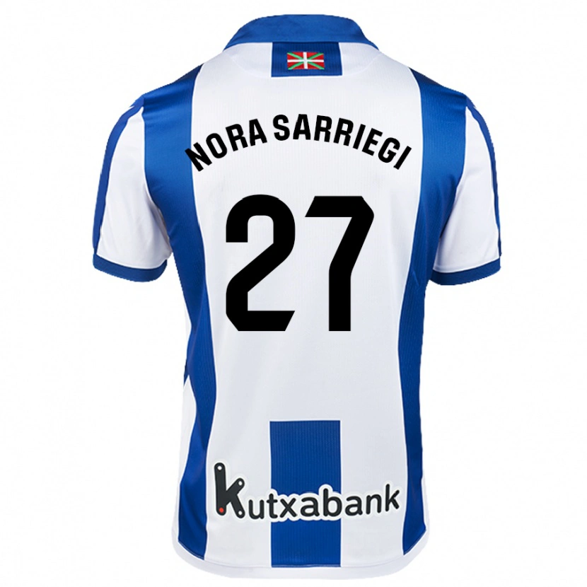 Danxen Uomo Maglia Nora Sarriegi Galdos #27 Bianco Blu Kit Gara Home 2024/25 Maglietta