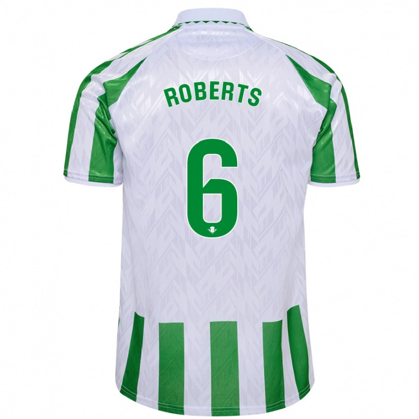 Danxen Uomo Maglia Rhiannon Roberts #6 Verde Bianco A Righe Kit Gara Home 2024/25 Maglietta
