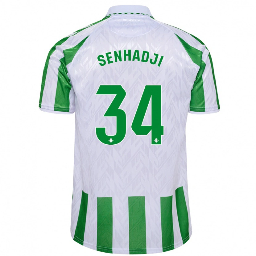 Danxen Uomo Maglia Yanis Senhadji #34 Verde Bianco A Righe Kit Gara Home 2024/25 Maglietta
