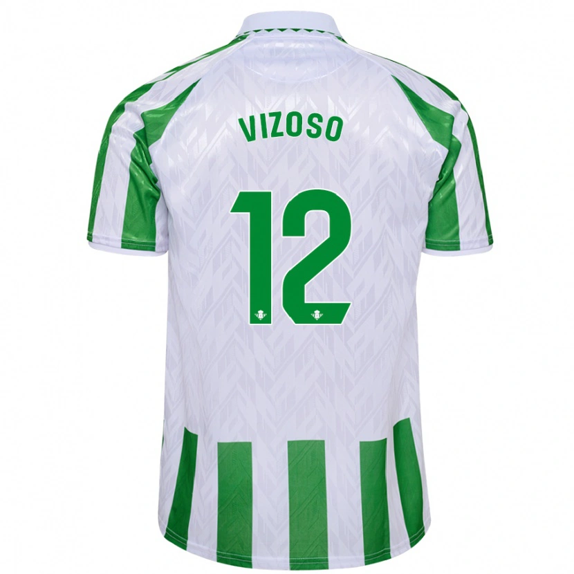 Danxen Uomo Maglia Paula Vizoso Prieto #12 Verde Bianco A Righe Kit Gara Home 2024/25 Maglietta