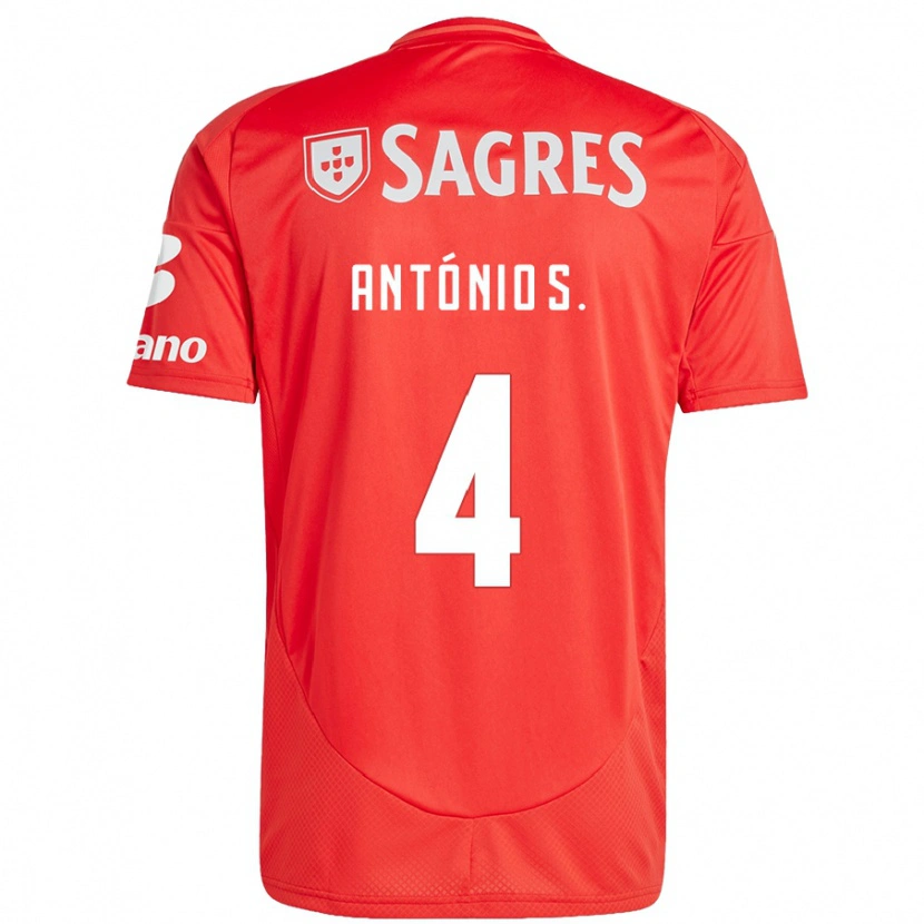 Danxen Uomo Maglia António Silva #4 Rosso Bianco Kit Gara Home 2024/25 Maglietta